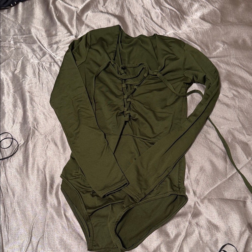 Olive Green Long Sleeve Bodysuit